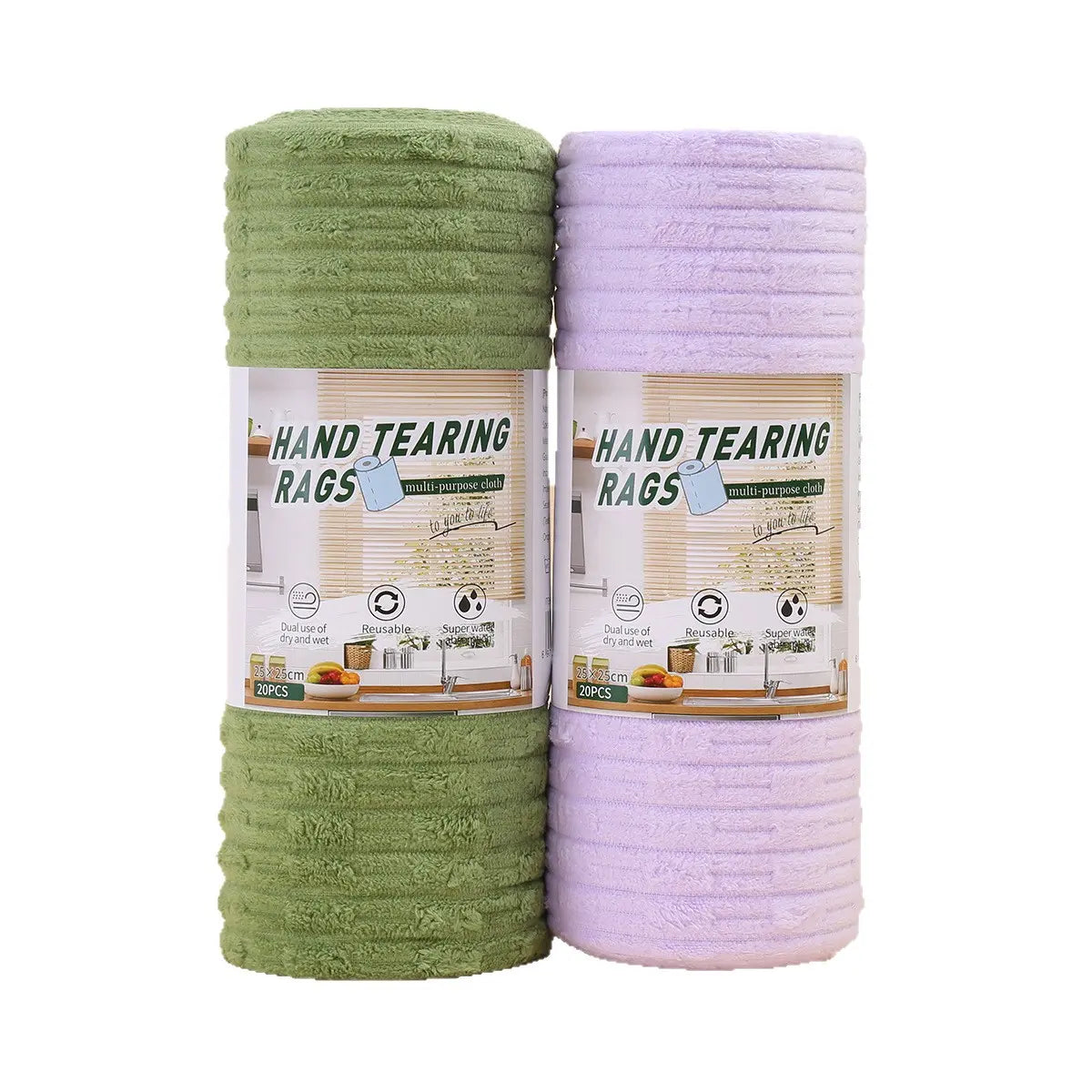 20 PCS Tearable Antibacterial Cleaning Cloths, 10A-Grade Reusable Wet/Dry Lint-Free Rags, Streak-Free Scrubbing Towels for Kitchen, Car, Glass & Electronics (10″x10″)