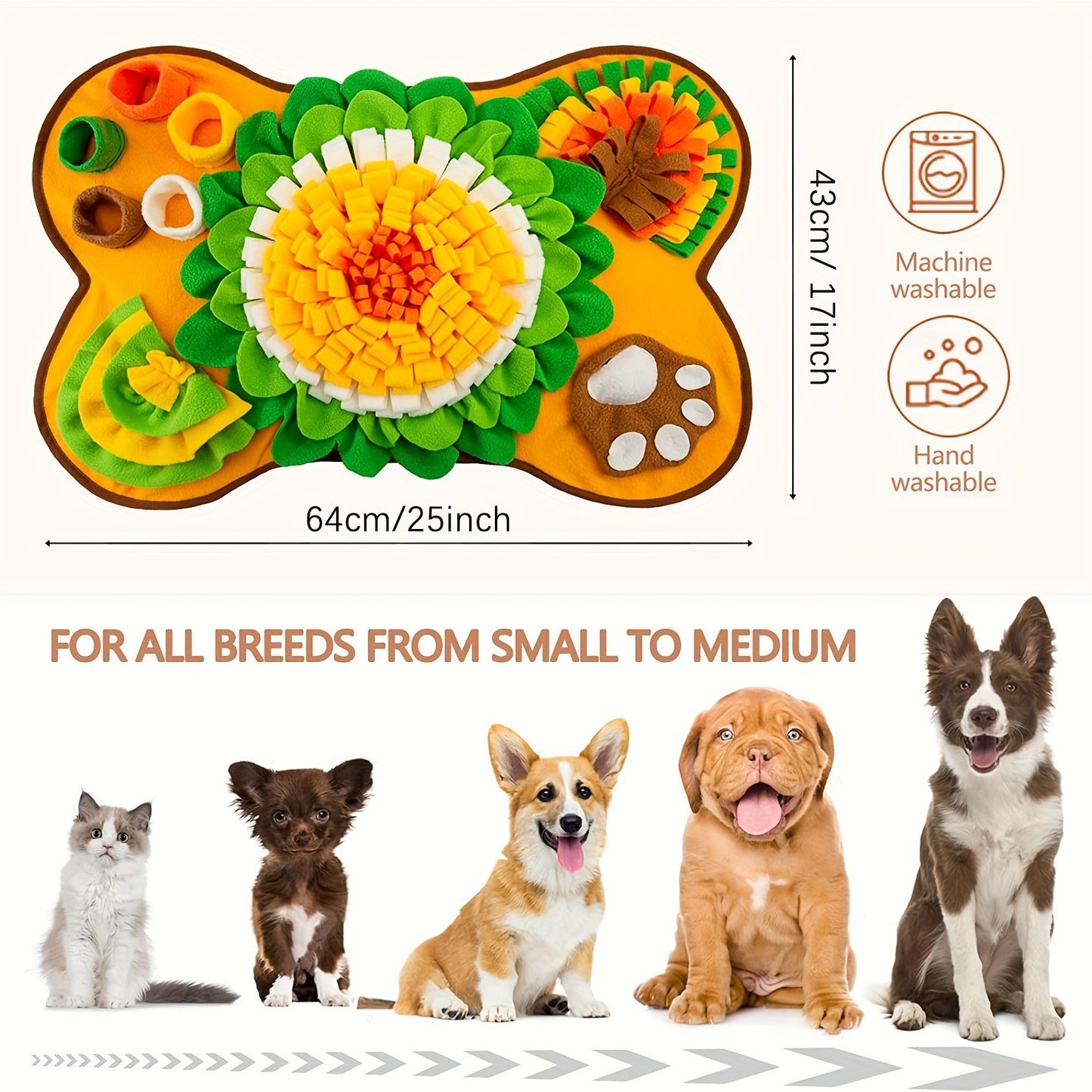 🐾 Bone-Shaped Dog Snuffle Mat – Interactive Nosework & Slow Feeding Toy