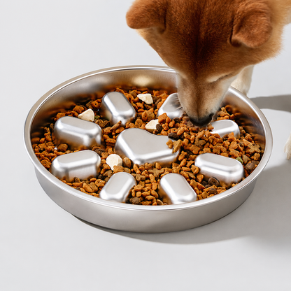 304 Stainless Steel Slow Feeder Bowl – Anti-Choke Pet Feeding Bowl